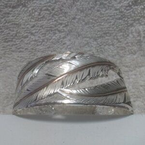 Montana Silversmiths Silver Rose Gold Feather Bracelet See Through Great Shape